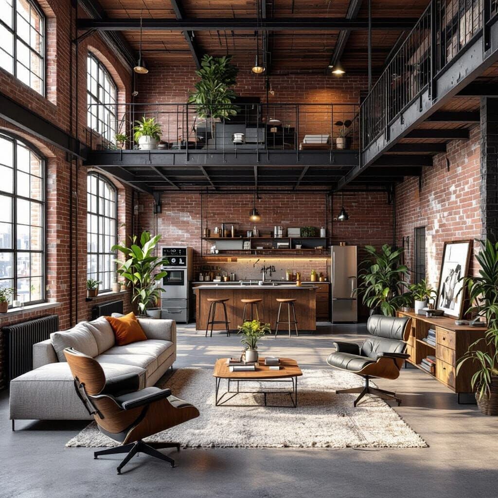 Modern Industrial Loft Apartment Interior