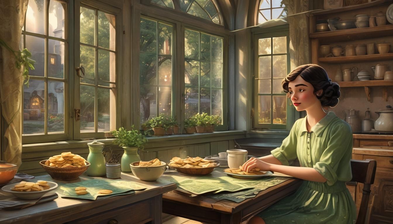 Vintage Cartoon Teen with Saltines, 1920s Style