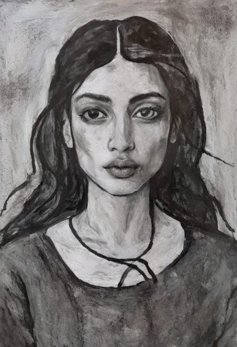 Gothgirl Portrait in Minimalist Style