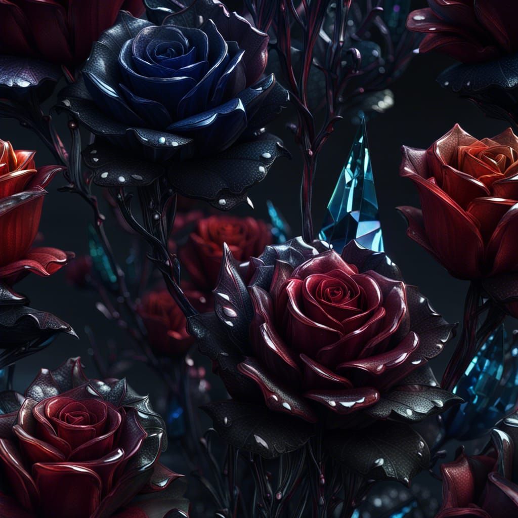 Crystal Roses Bouquet in Dark Fantasy Style