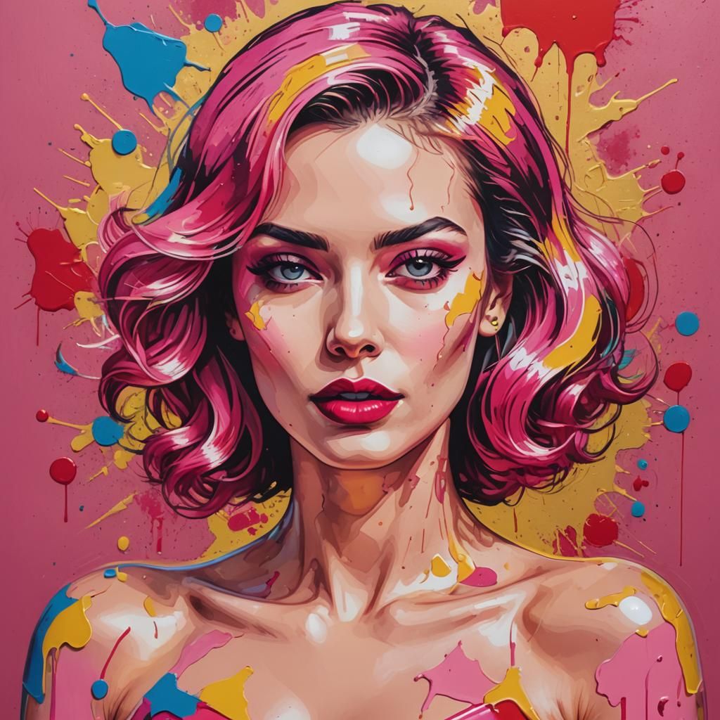 Vibrant Pop-Art Woman in Dynamic Pose