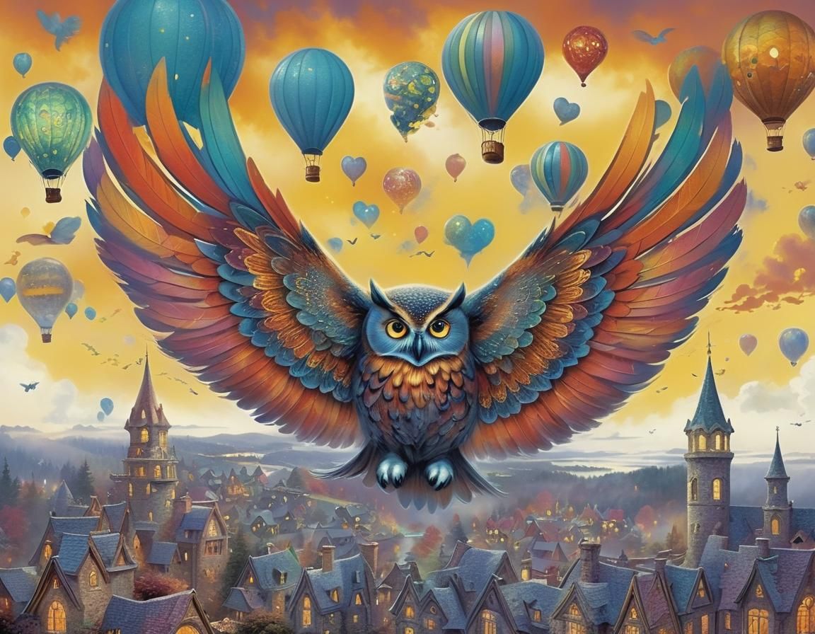 Majestic Owl in Ethereal Fantasy Mist