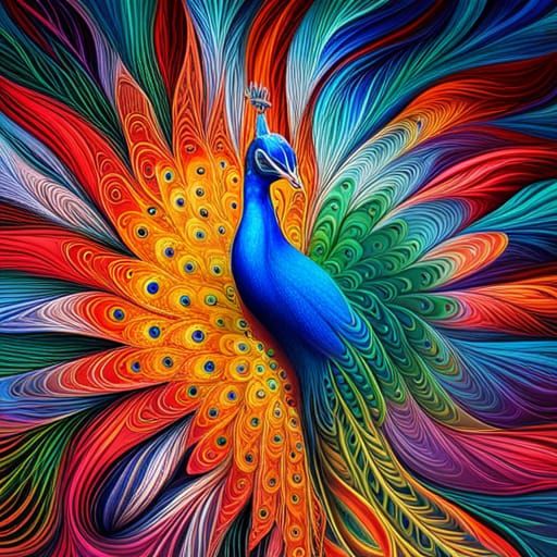 Peacock Coloring Page: Magical Ethereal Fantasy Art