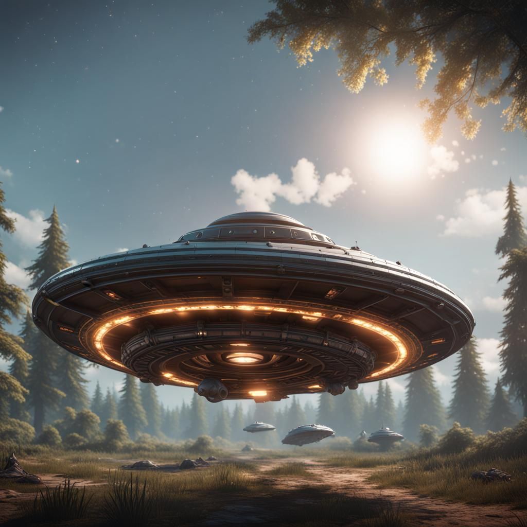 Flying Saucer in 3D Game Cinematic Style