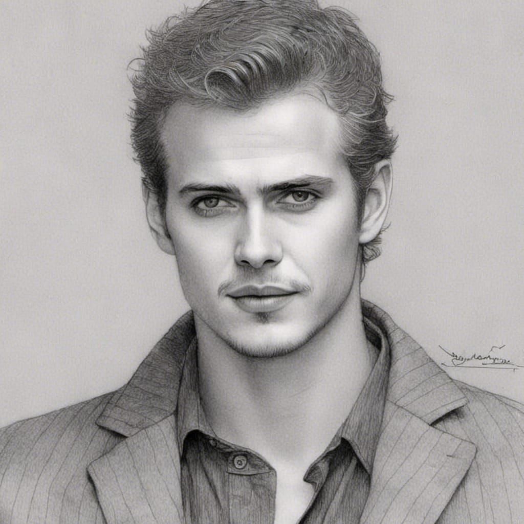 Hayden Christensen Portrait in Pencil Sketch Style