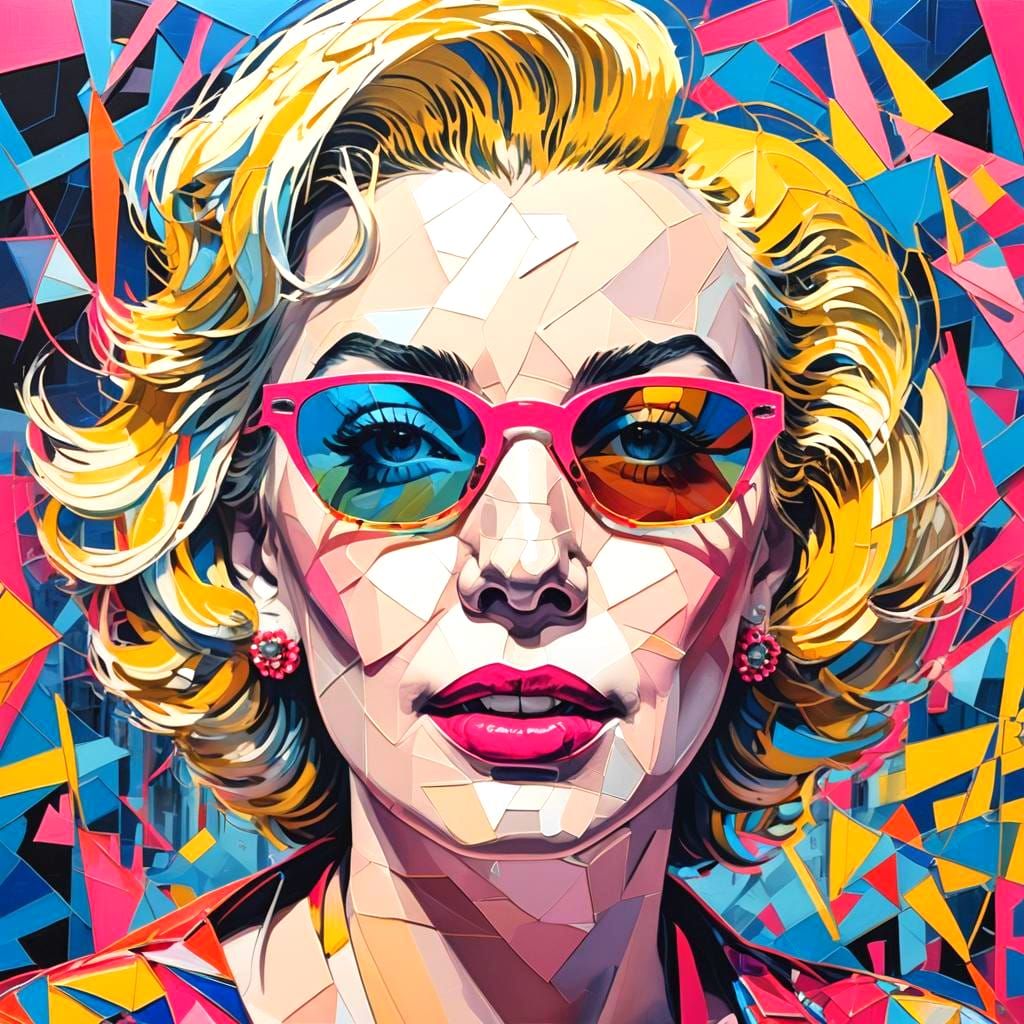 Vibrant Marilyn Monroe Portrait in Warhol-esque Pop Art