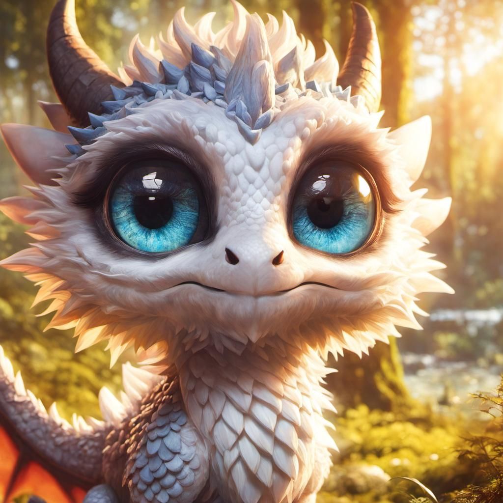 Adorable Anime Dragon in Sunny Forest Portrait