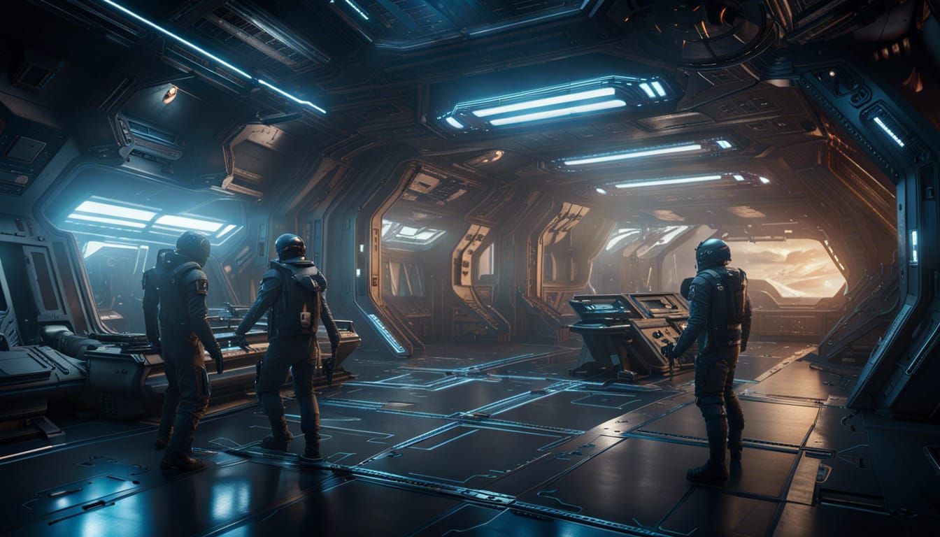 Action-Packed Sci-Fi Battle in Spaceship Interior