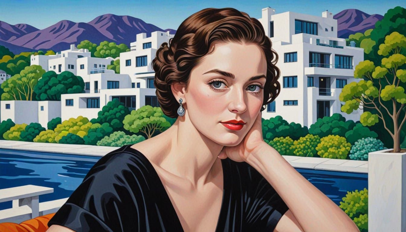 Character in Scenic Cityscape, Pop Art Style