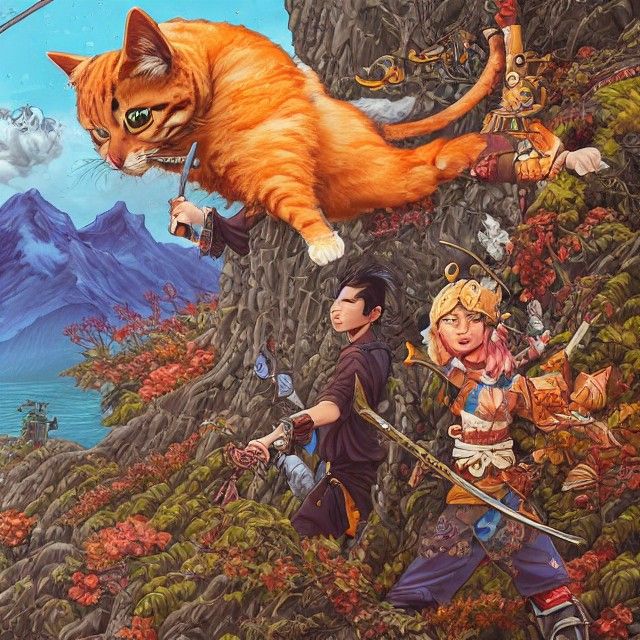 Samurai Cat and the Peach Thief: Fantasy Art