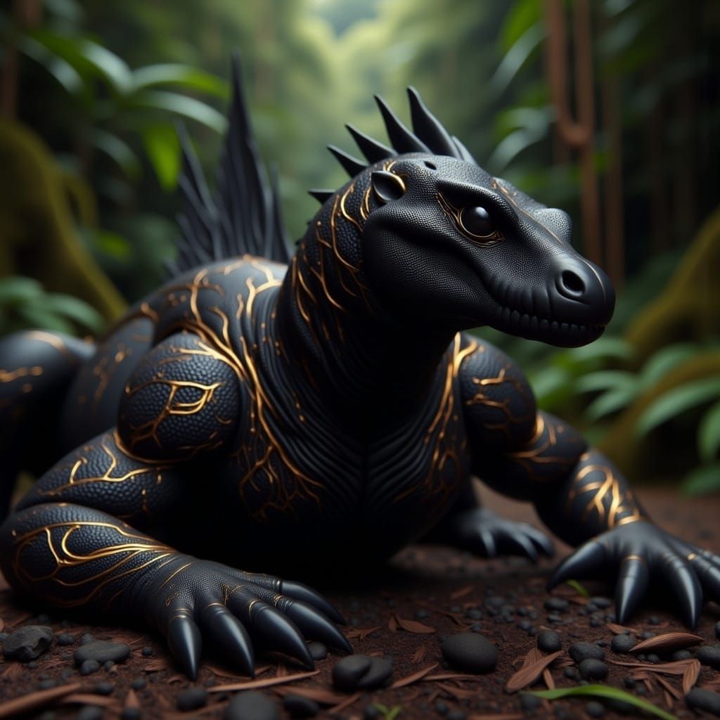 Komodo Dragon in Noir Royale Fantasy Art