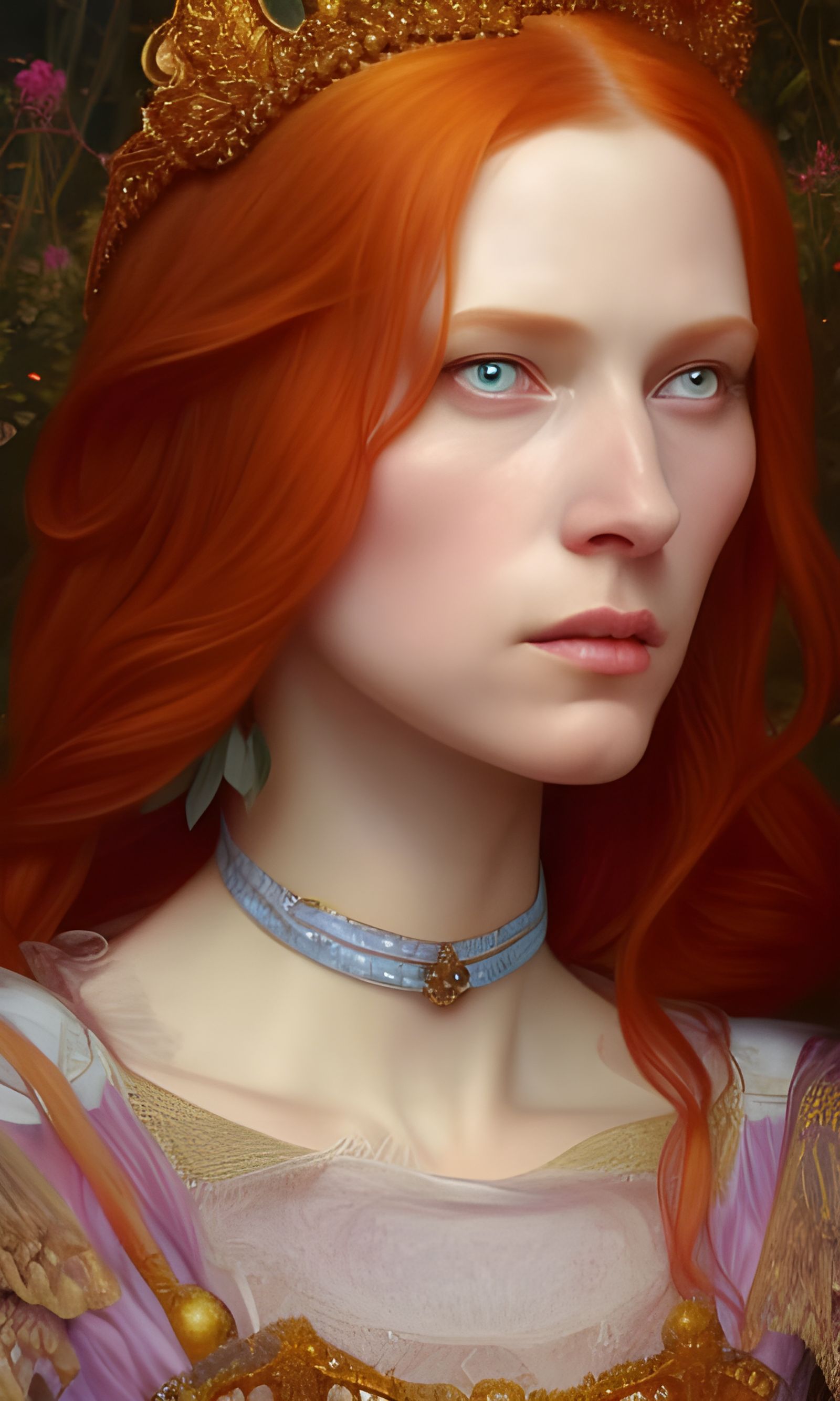 Eerie Portrait of a Redhead Royal Woman