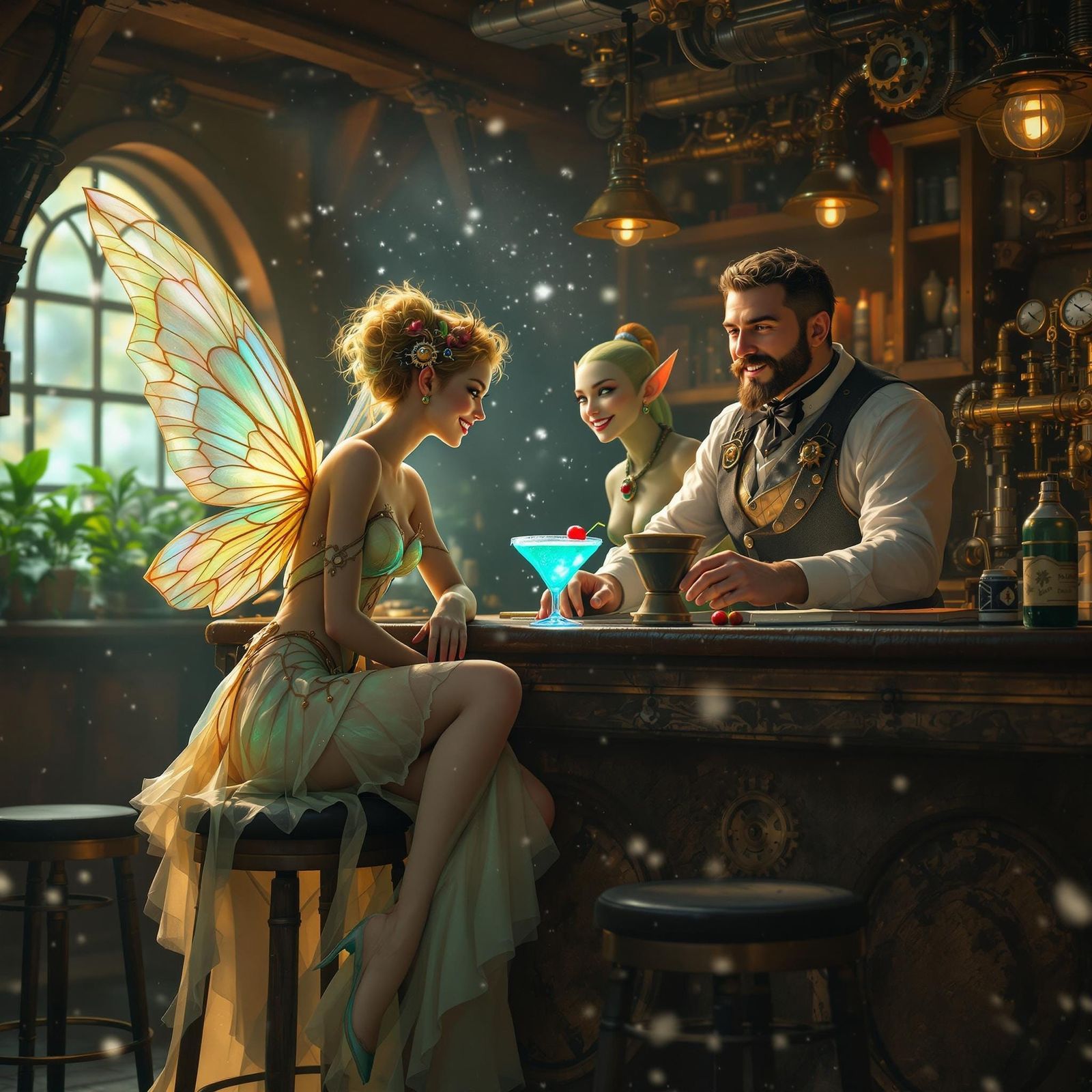 Steampunk Fairy Meets Elf in Whimsical Winter Wonderland