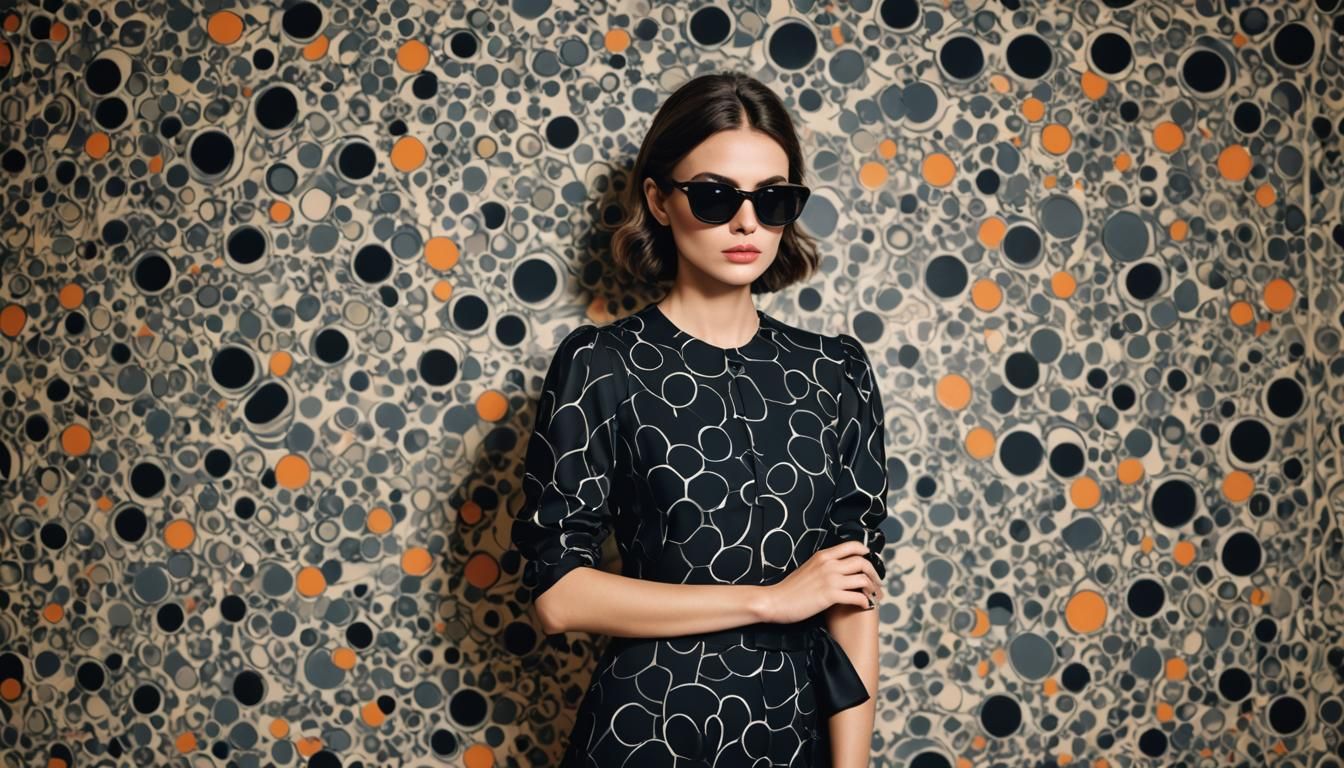 French Model in 1990s Style Dress