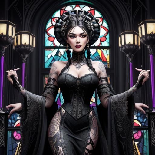 Victorian Gothic Woman in Pop Art Style