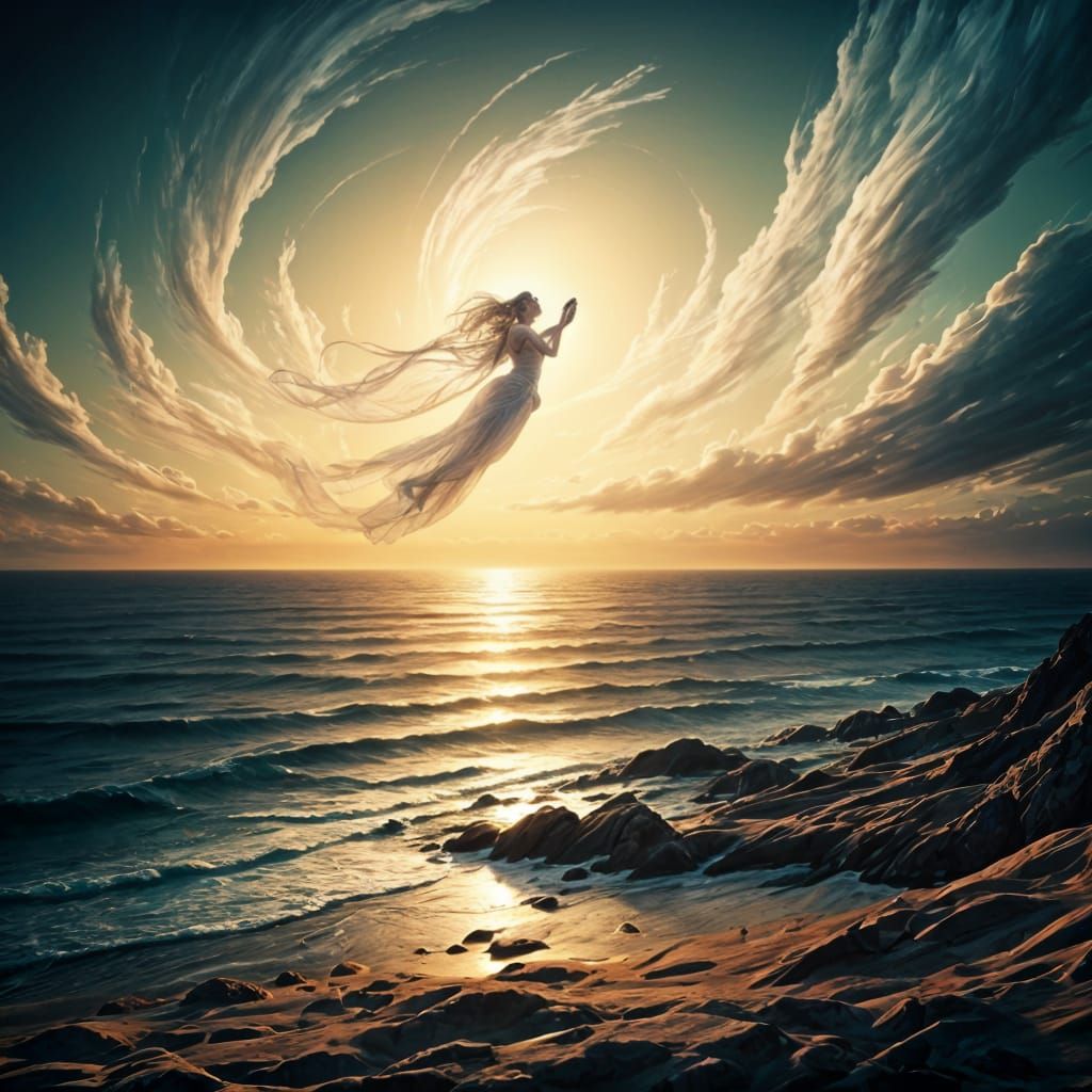 Ethereal Wind Gods Illustration in Cinematic Style