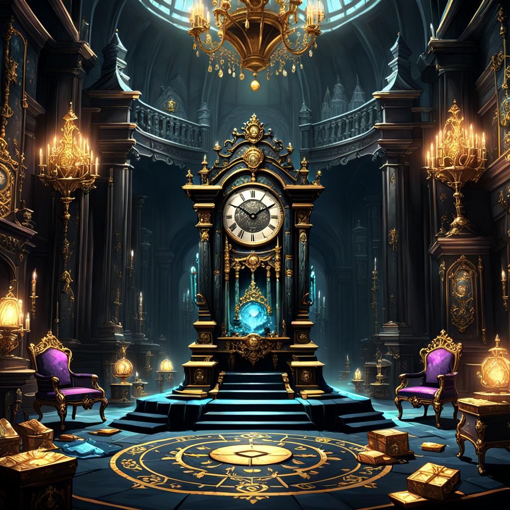 Baroque Clock in Opulent Room