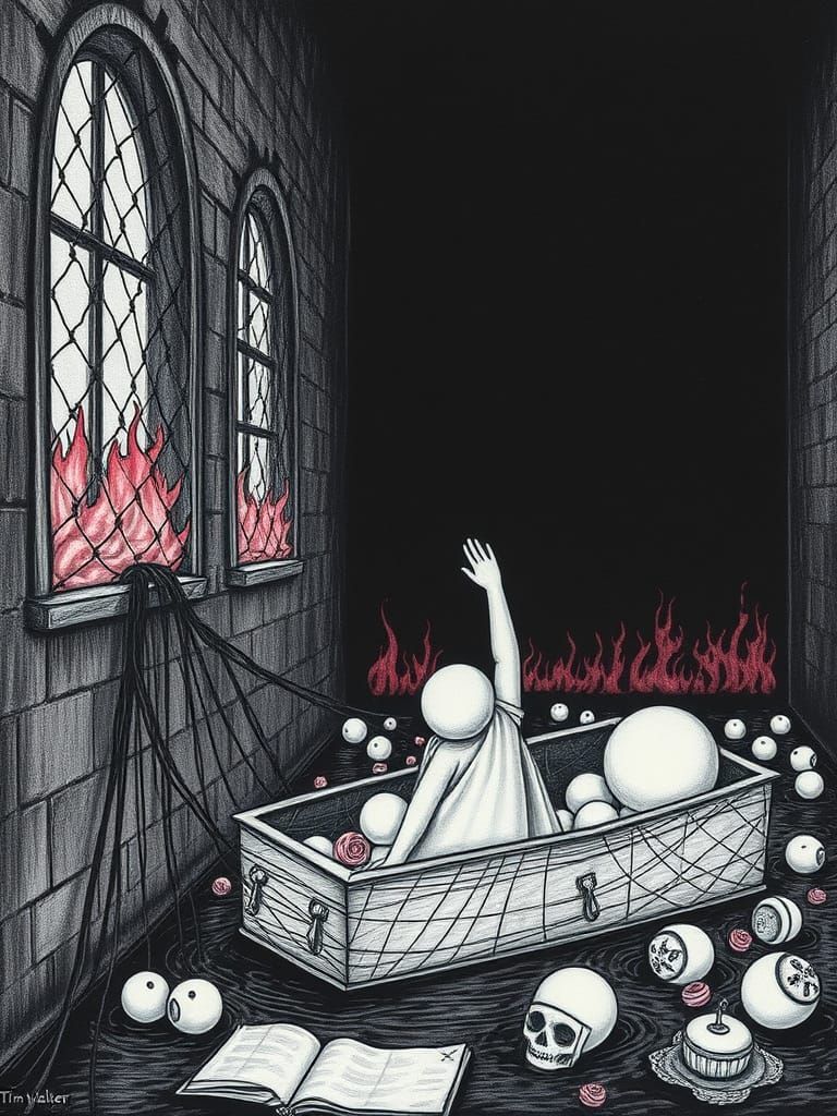 Surreal Gothic Nightmare in Pastel Hues