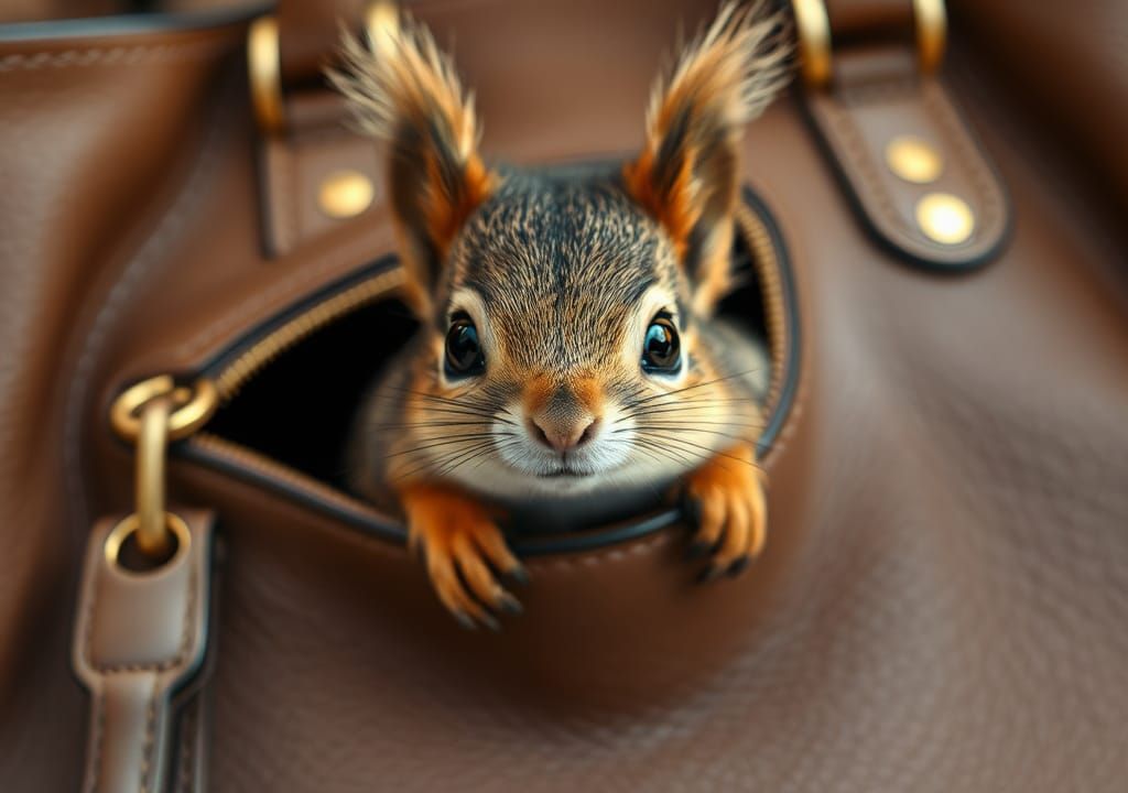 Squirrel's Mischief: A Whimsical Handbag Surprise