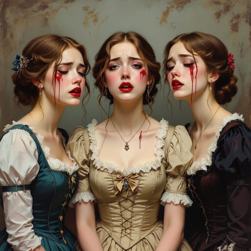 Victorian Ladies Crying Blood: Pre-Raphaelite Inspired Art