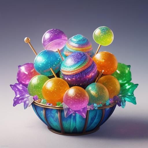 Fantasy Sweets: Rainbow Lollipops in a Pumpkin Bucket