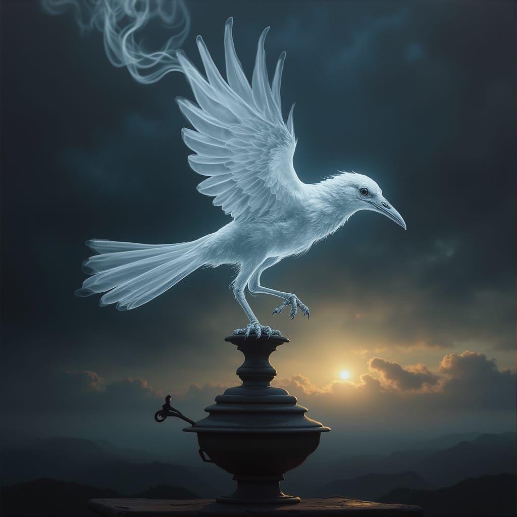 Ethereal Smoke Crow Silhouette