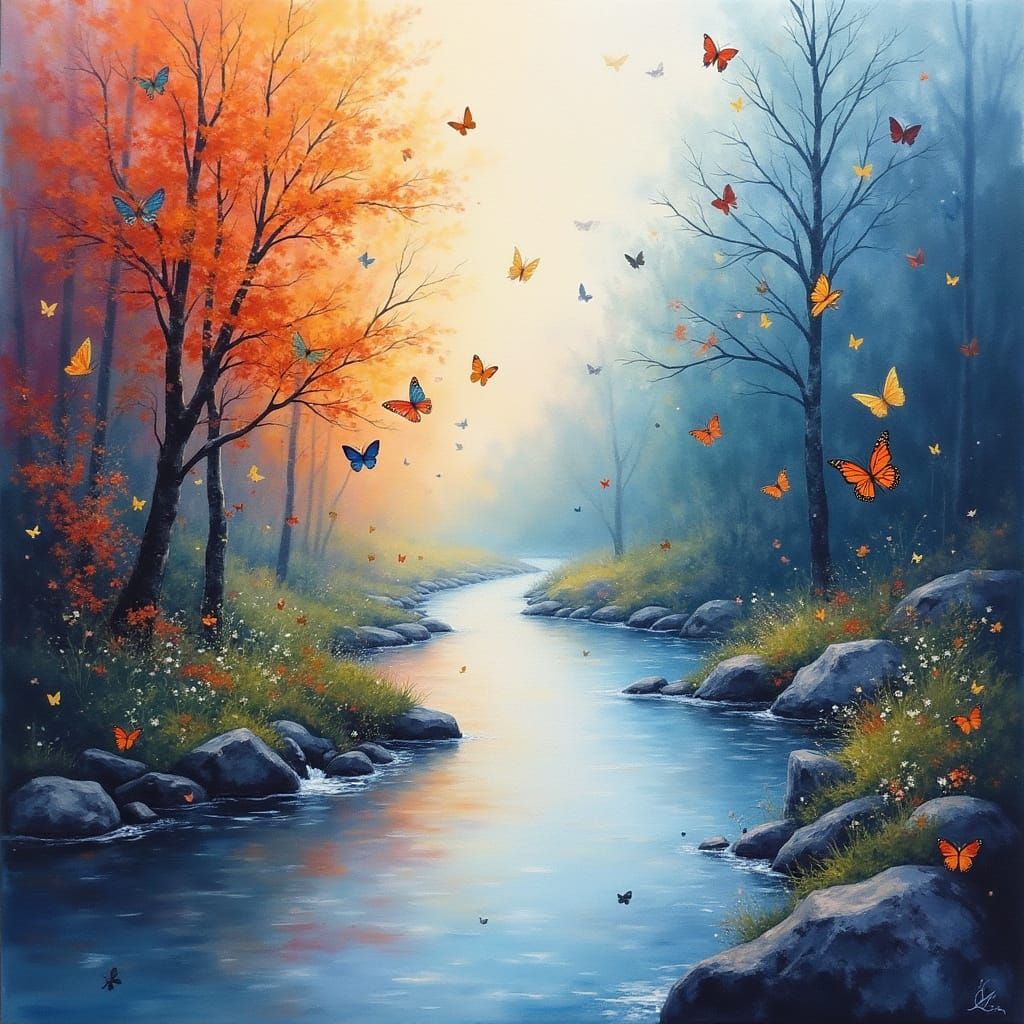 Vibrant Butterflies Dance Between Blazing Summer and Icy Win...