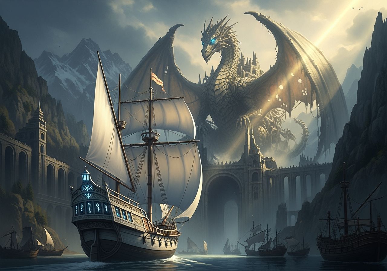 Elven Ship Sails into Dragon Harbor