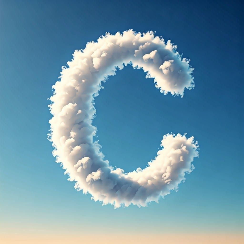 Cloud Letter C in Azure Sky: 3D Render