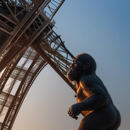 King Kong Climbs Eiffel Tower: Professional Photo