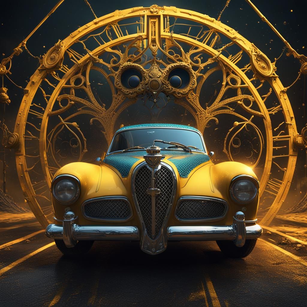 Sezar Net Logo on Car in Detailed Fantasy Art