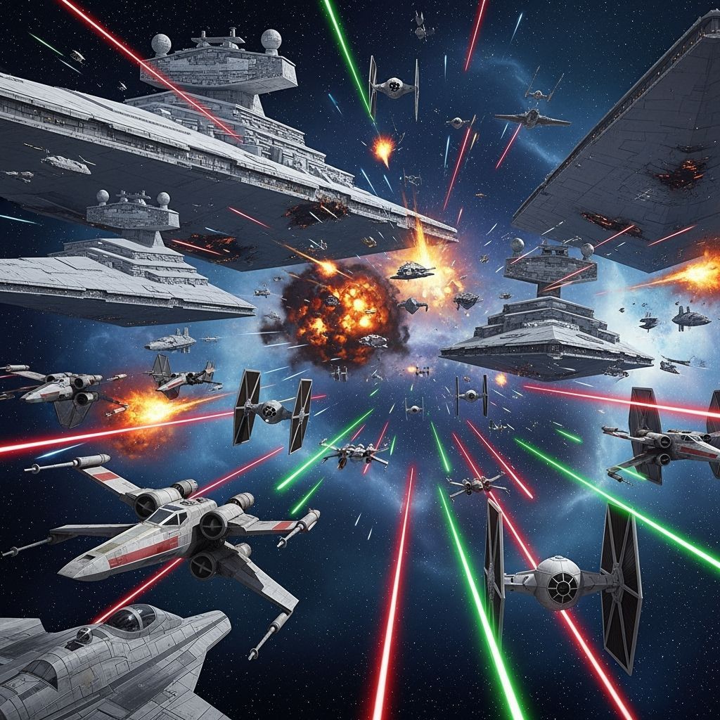 Epic Star Wars Space Battle in Matte Painting Style
