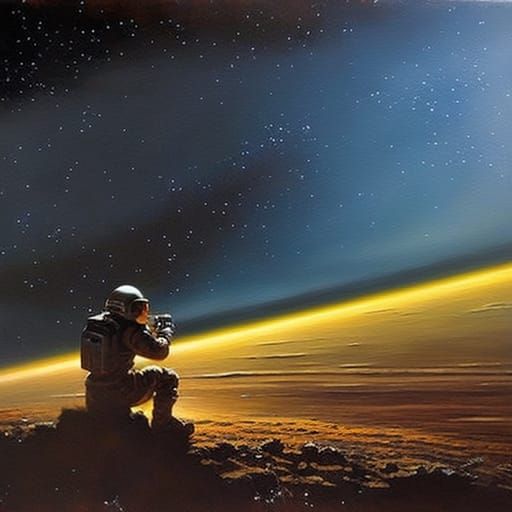 Interstellar Oil Painting in James Gurney Style