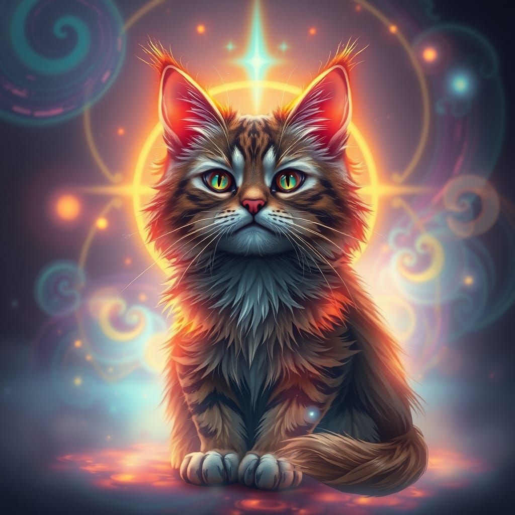Mystic Cat Surrounded by Ethereal Aura