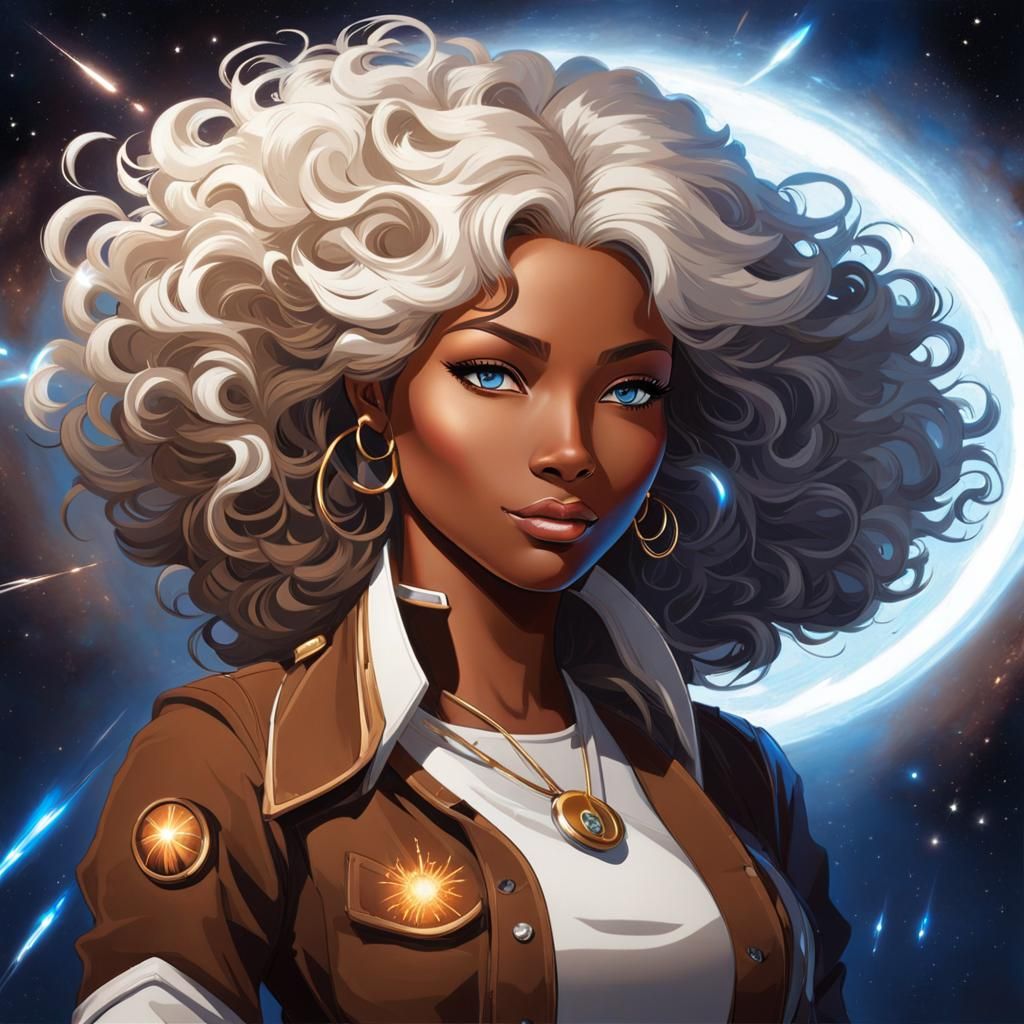 Futuristic Cowgirl Portrait in Retrofuturist Sci-Fi Style