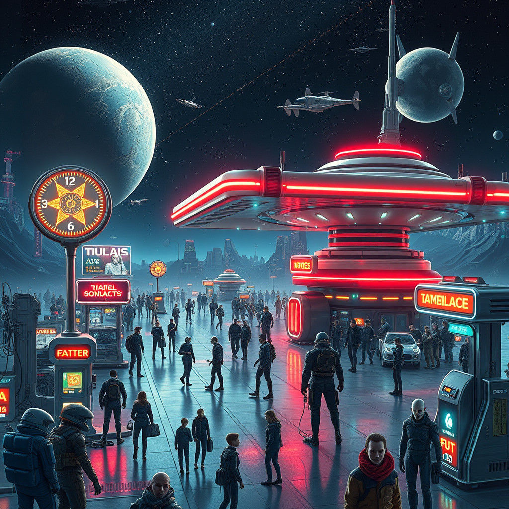 Intergalactic Fuel Stop in Futuristic Industrial Style