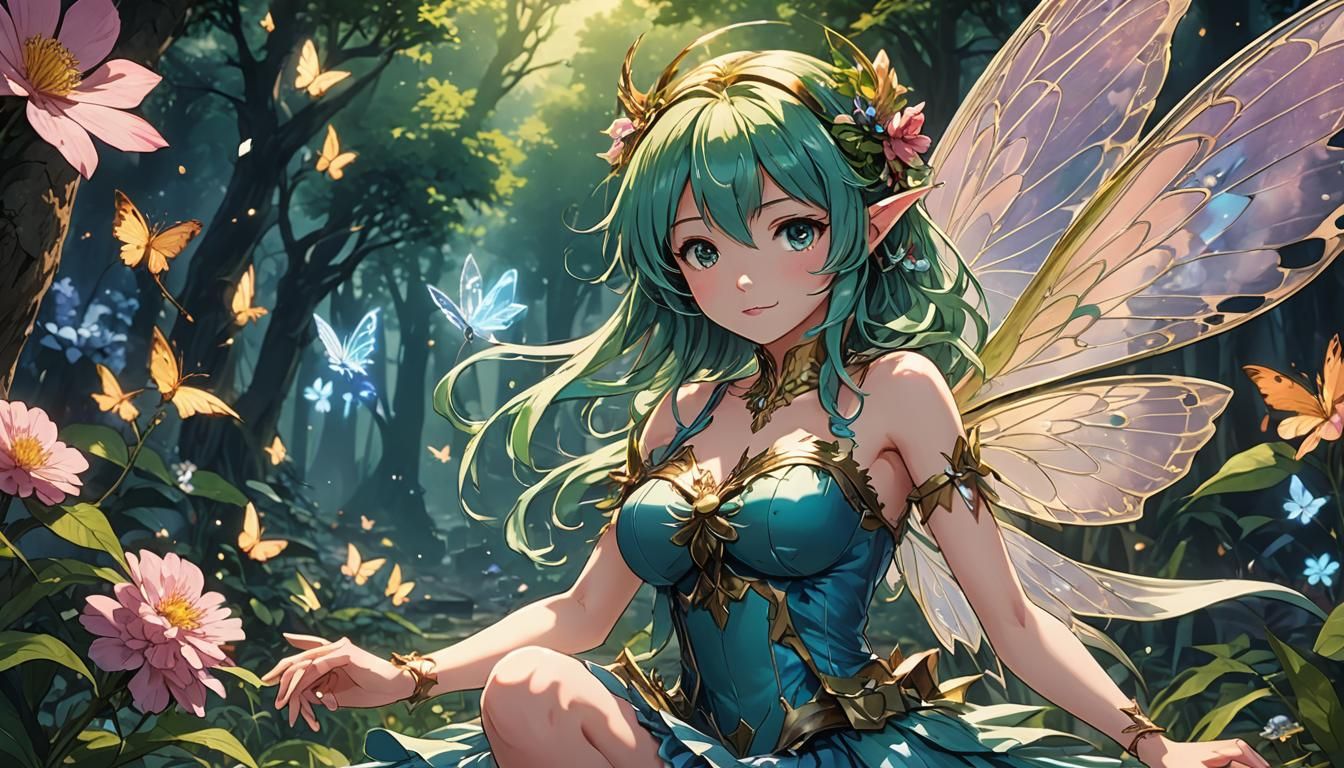 Anime Fairy in Cel-Shaded Manga Style