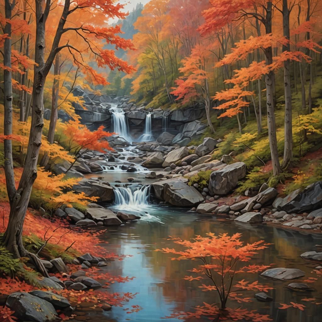 Autumnal American Wilderness: Hudson River School Style