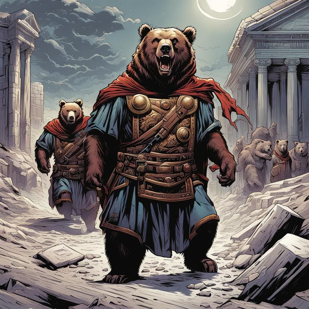 Bear in Comic Book Art Style