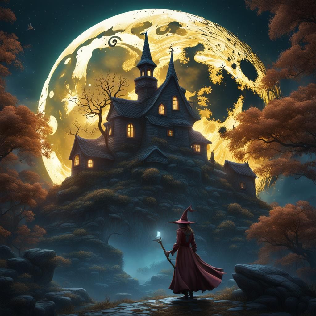Witch on the Moon: Detailed Matte Painting