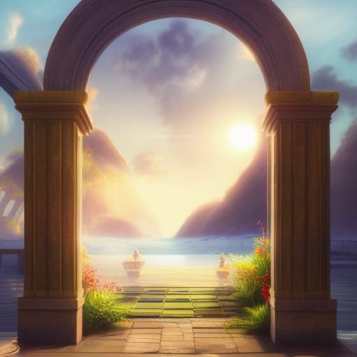 Paradise Portal: Photorealistic Detailed Concept Art