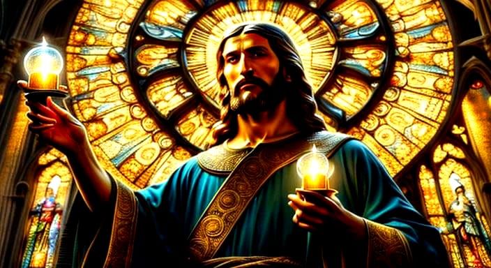 Jesus Christ in Mosaic Chalk Art Style