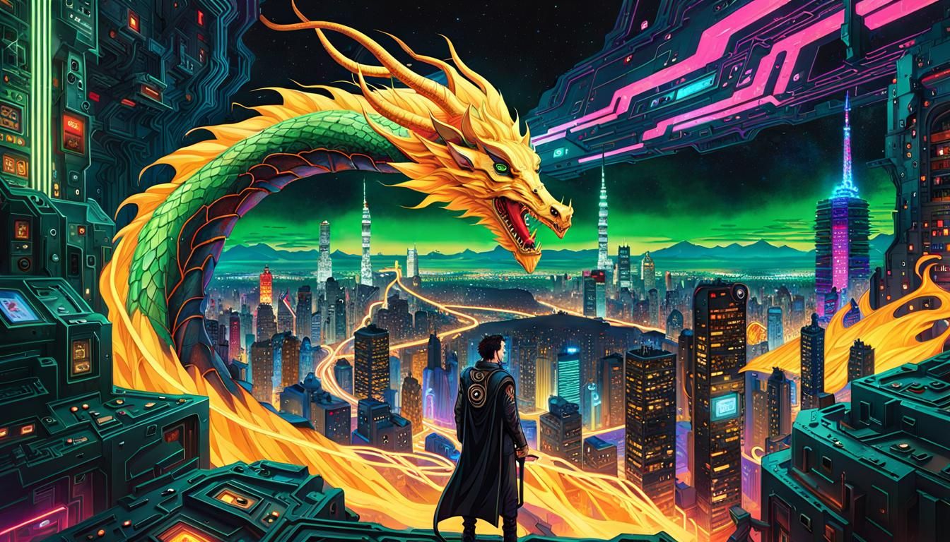 Golden Demon Rider in Gustav Klimt Style