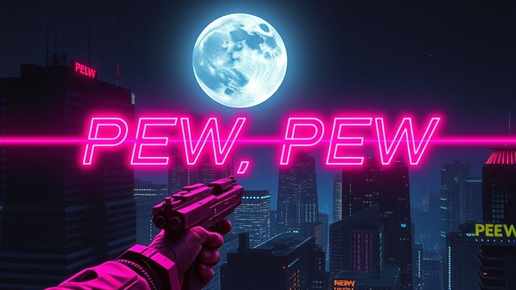 Laser Beam Writes Pew Pew in Neon City