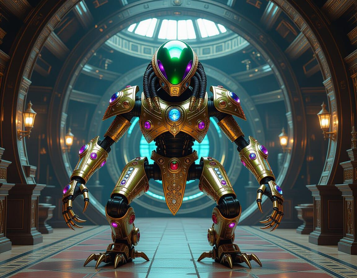 Iridescent Alien Predator in Sci-Fi TARDIS