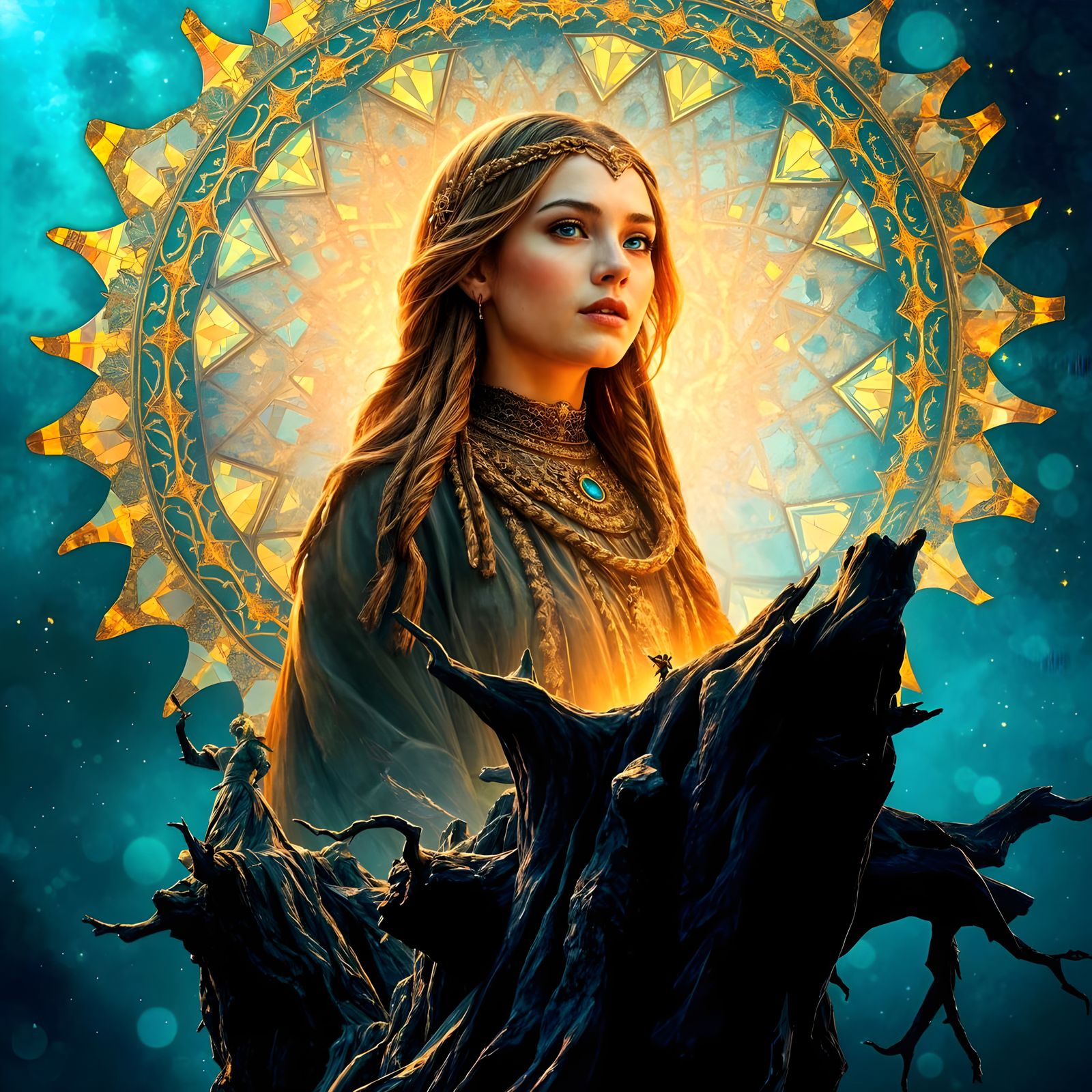 Surreal Frost Crystal Gate in Vibrant Fantasy Landscape Styl...