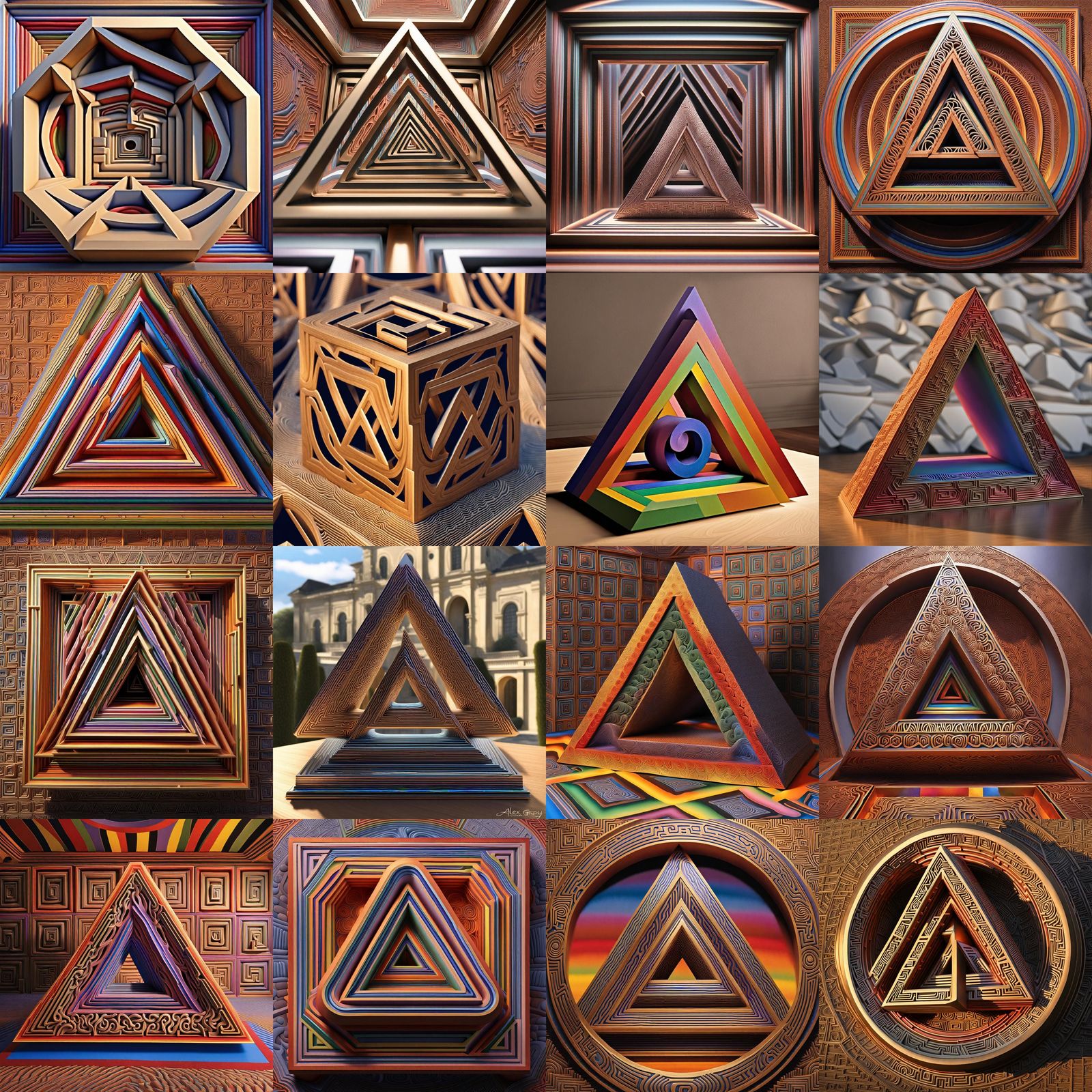 Surreal Penrose Triangle Sculpture in Realistic Style