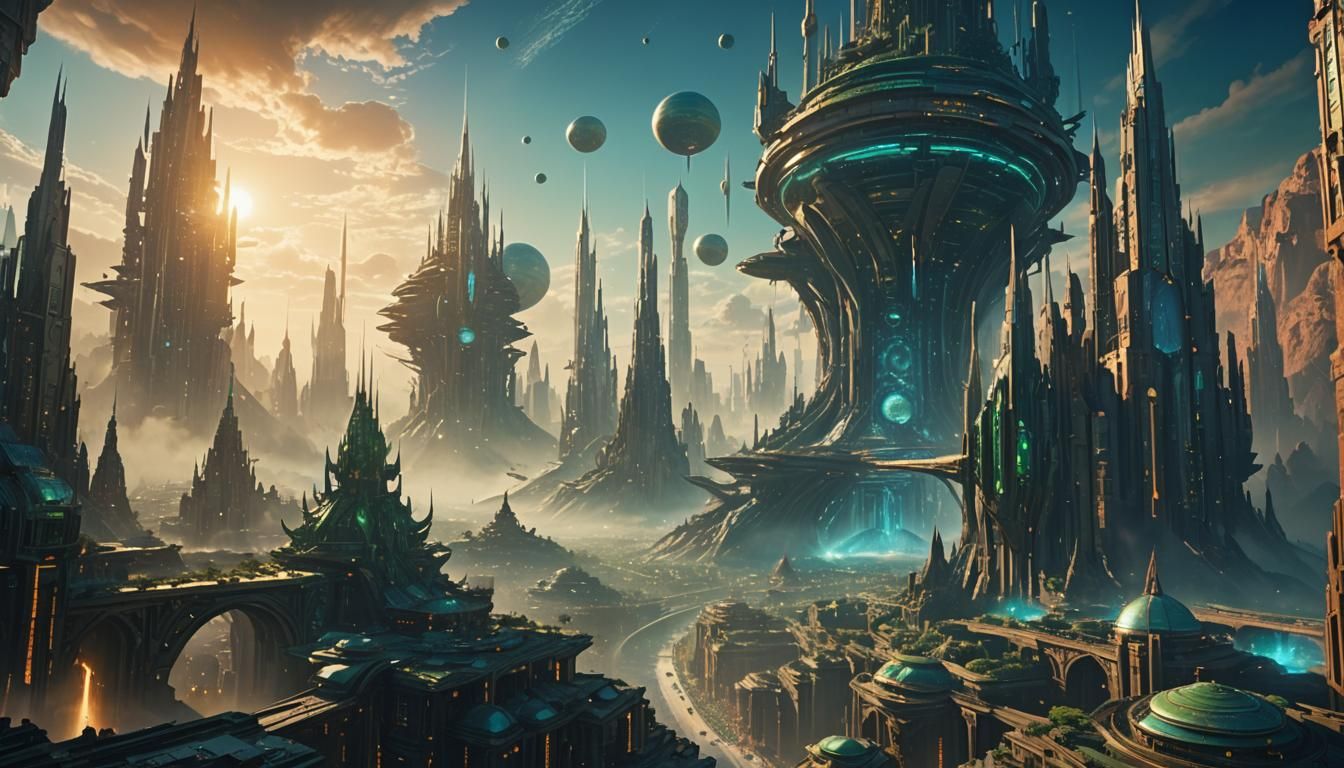 Metropolis of the Zas Aita Exo-Tribe: Digital Painting