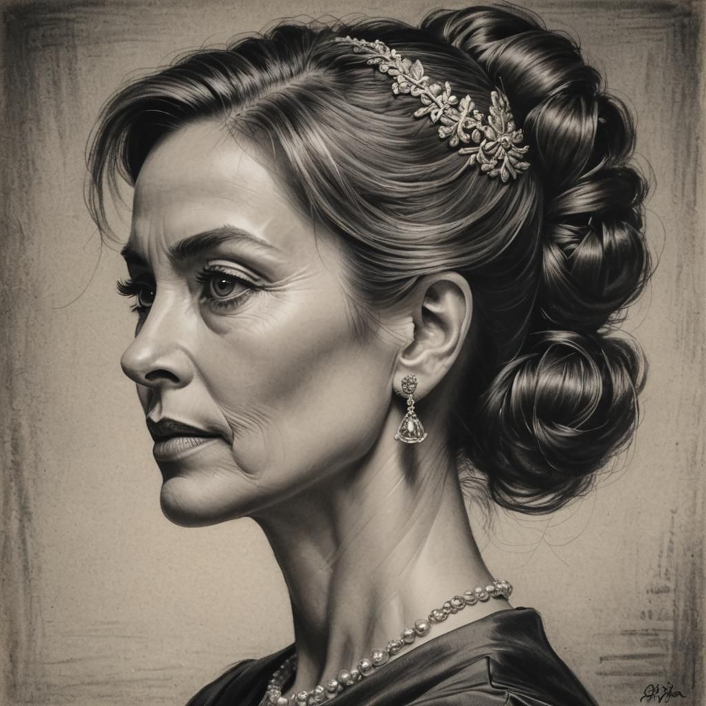 Elegant Charcoal Portrait of a Sophisticated Woman