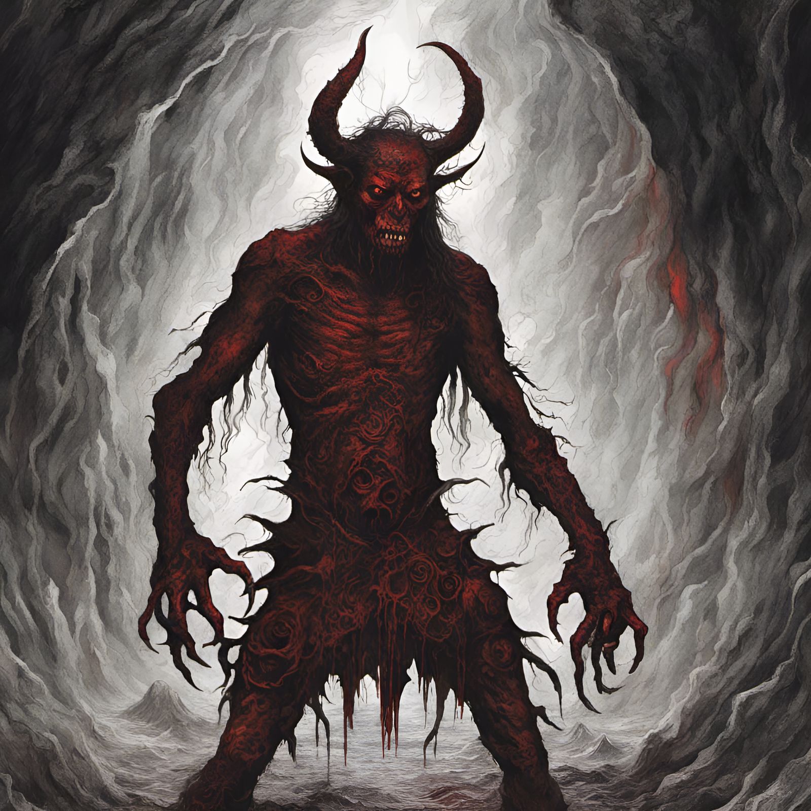 Demon Zombie in Hell: Black Metal Digital Art